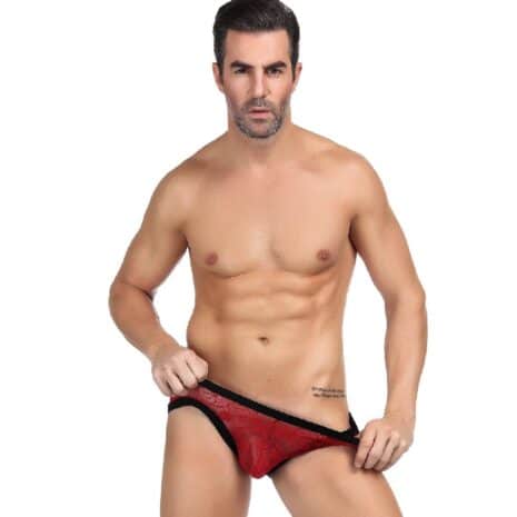 11001-Floral-Lace-Briefs-Red-for-men