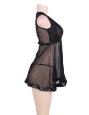 Flared-Mesh-Babydoll-Set-Black-89129